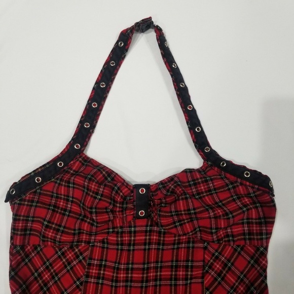 Tripp NYC dress halter top plaid lace grommet - Picture 5 of 8